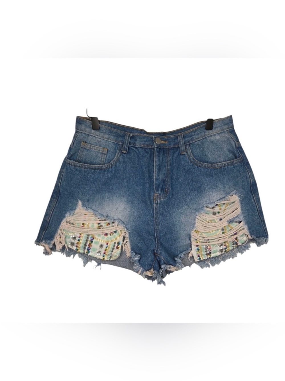 Hayden Los Angeles H5600 Distressed Sequin Denim Shorts NIP - A6